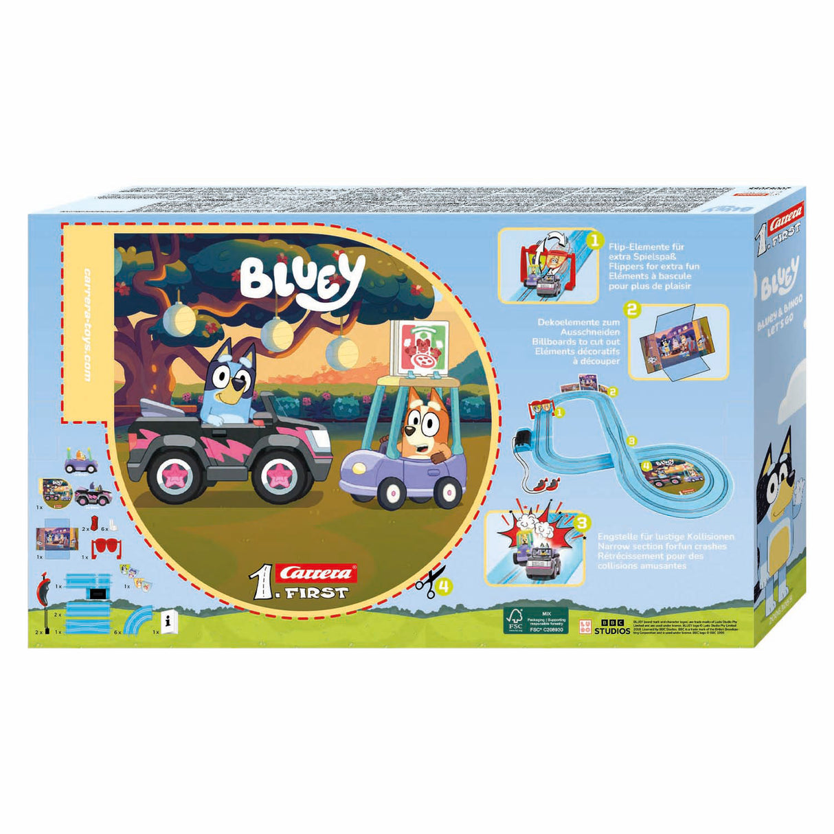 Carrera first racebaan - bluey vs. bingo let's go 2,9m