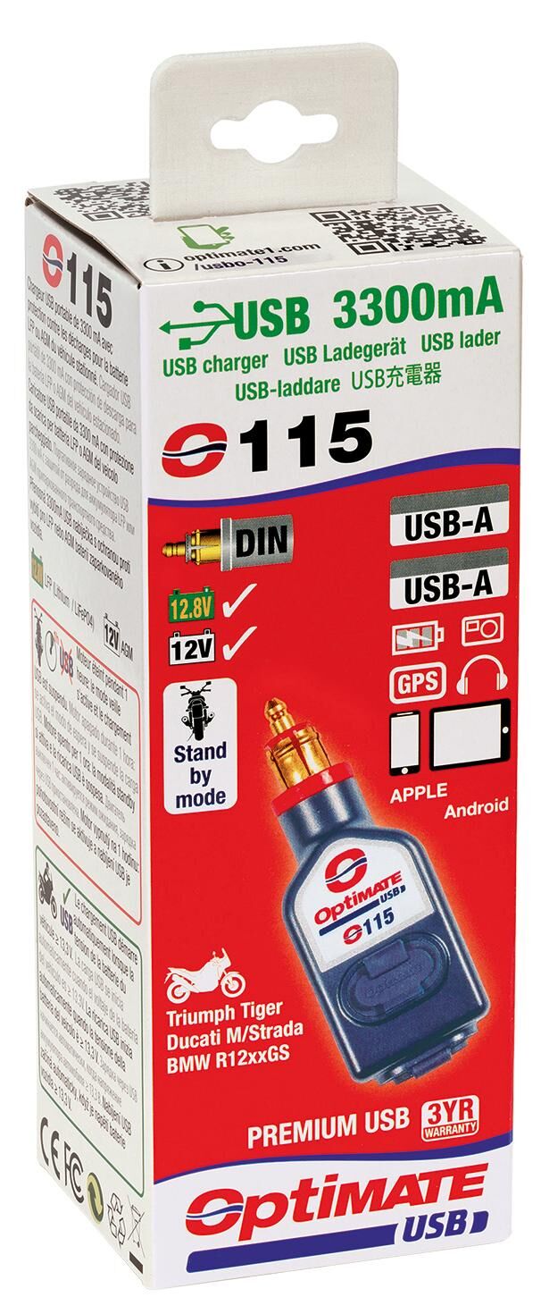 Tecmate USB adapter USB charger optimate with DIN plug