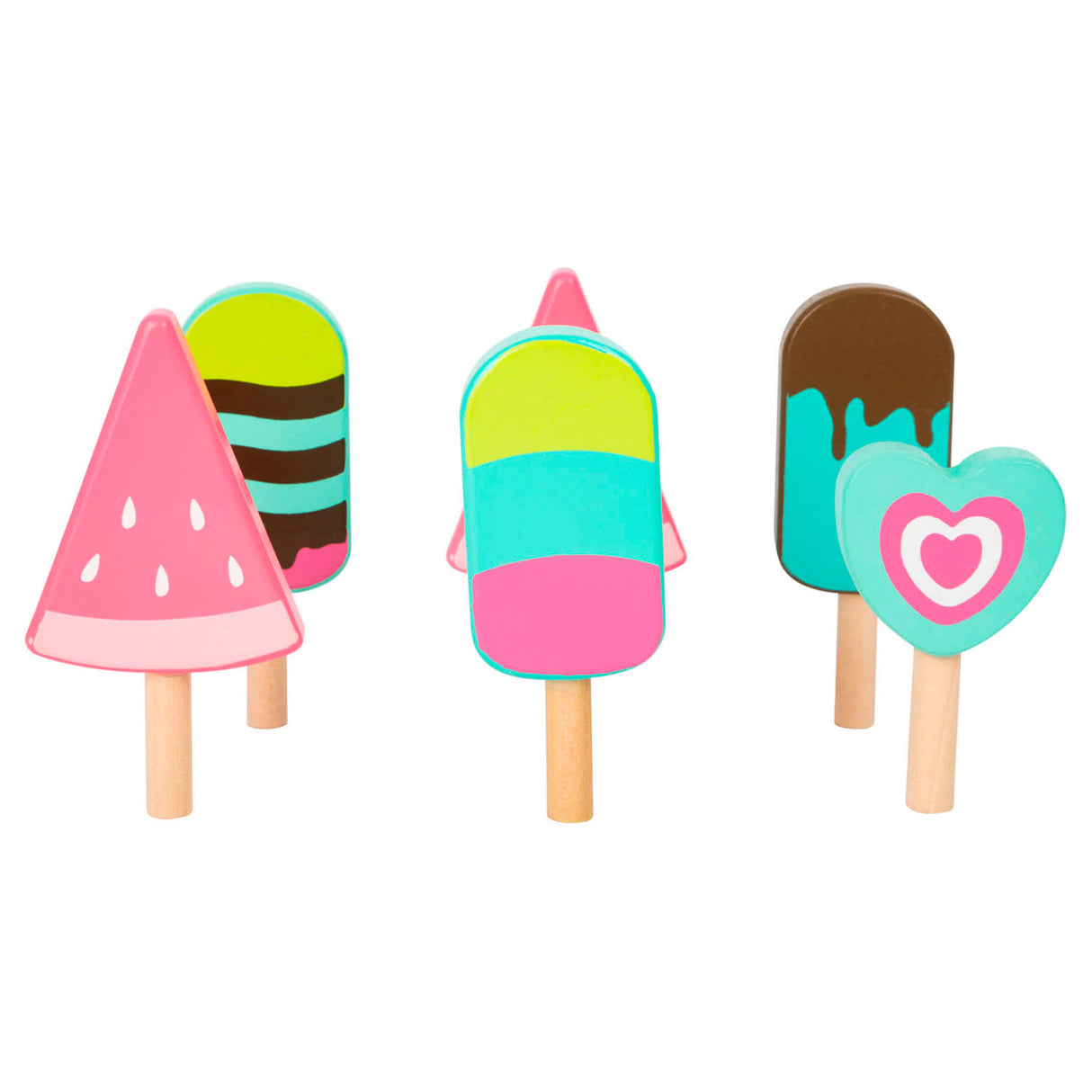 Carro de helado de madera de pie pequeño con accesorios