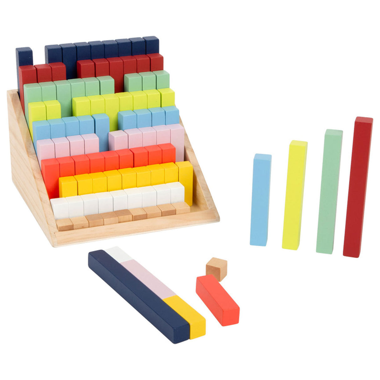 Petit pied - Blocs de calcul en bois dans la boîte, 100dlg.