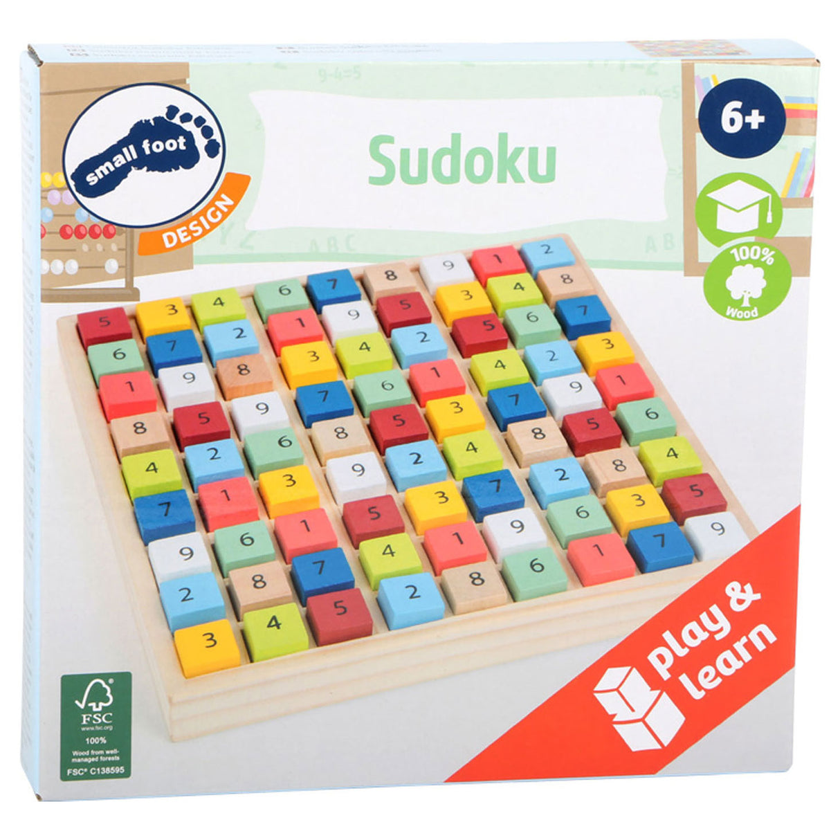 Pie pequeño - Color del juego de madera Sudoku, 82dlg.