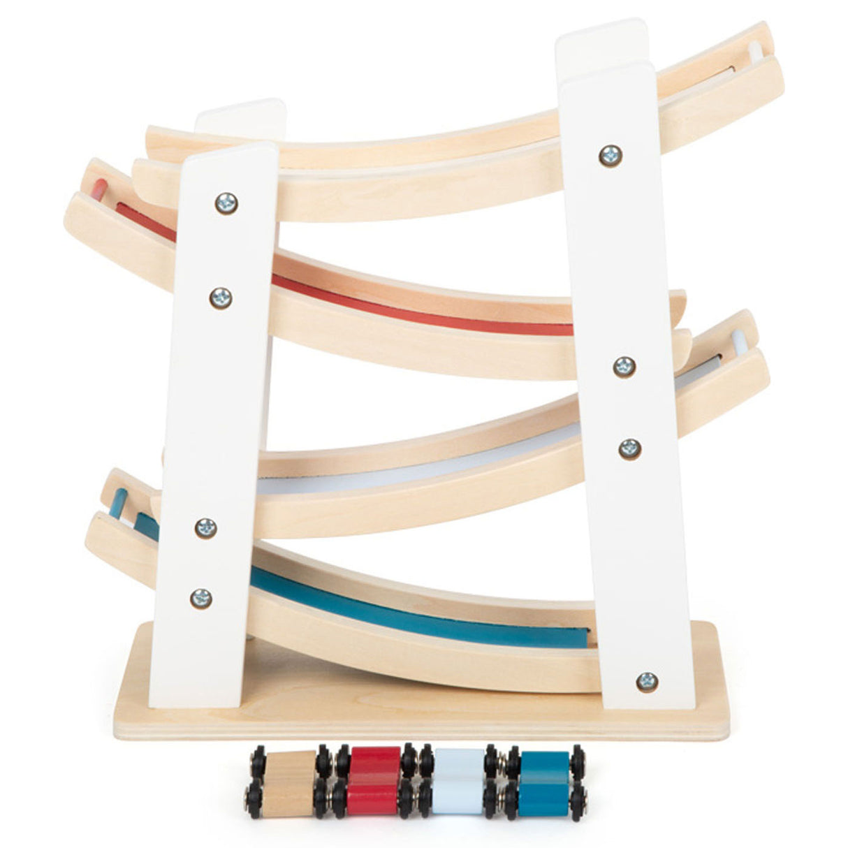 Petit pied - autoroute en bois avec 4 voitures