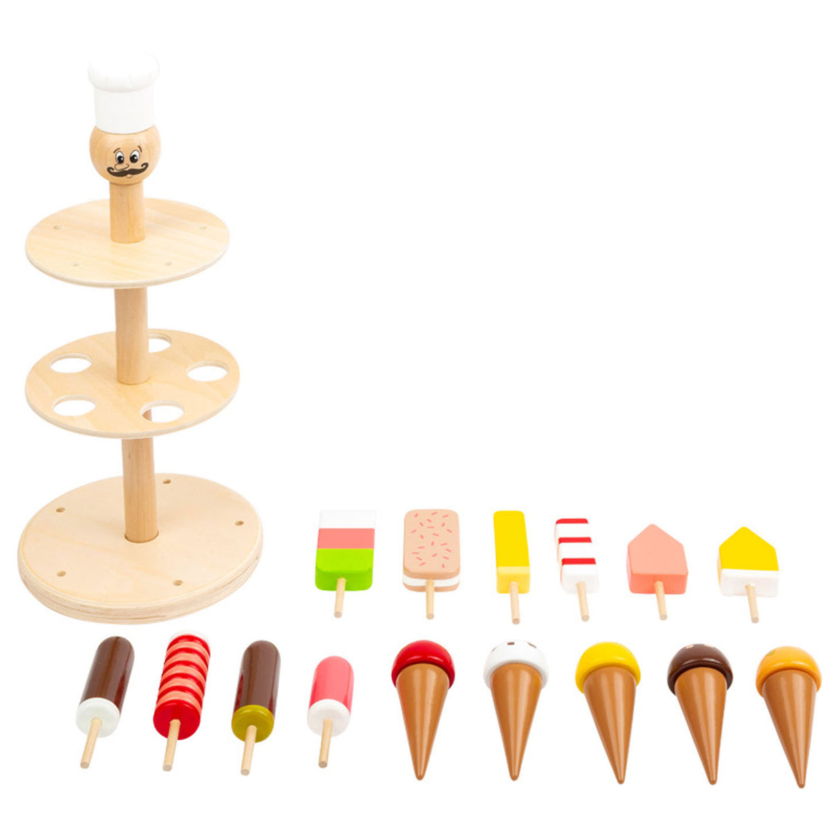 Small foot - wooden luigi ice cream stand, 16pcs.