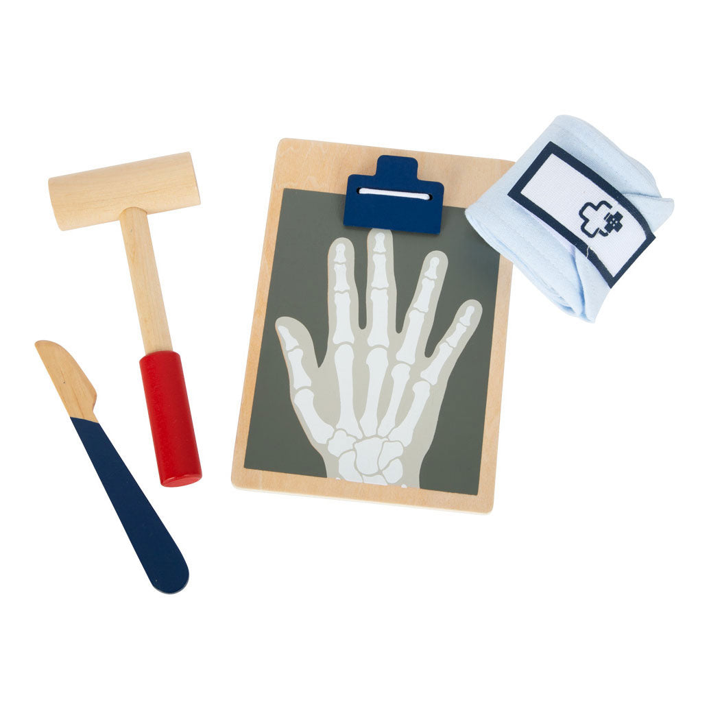 Petit pied - Sac docteur avec accessoires de doctorat en bois, 18dlg.