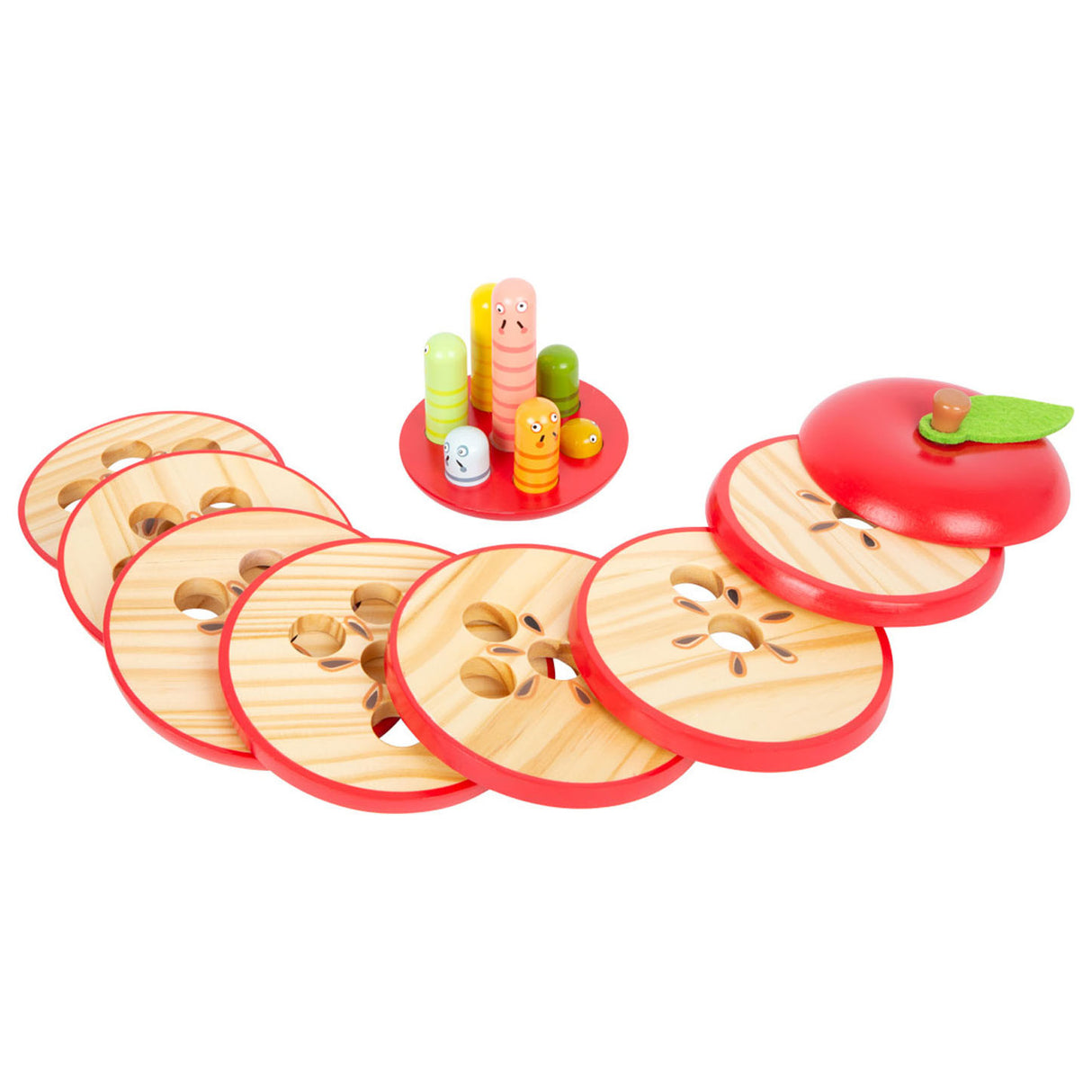 Mela impilamento in legno di piccoli piedi