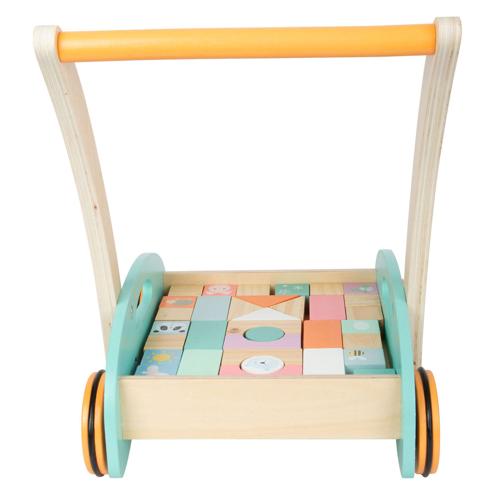 Small Foot Houten Baby Loopwagen met Blokken Pastel, 35dlg.
