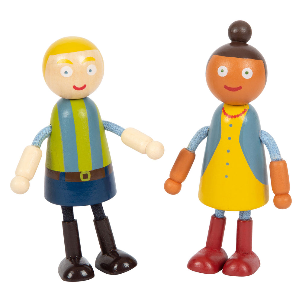 Kleine Fußhölzer Dollhouse -Familie mit Rollstuhl, 6st.