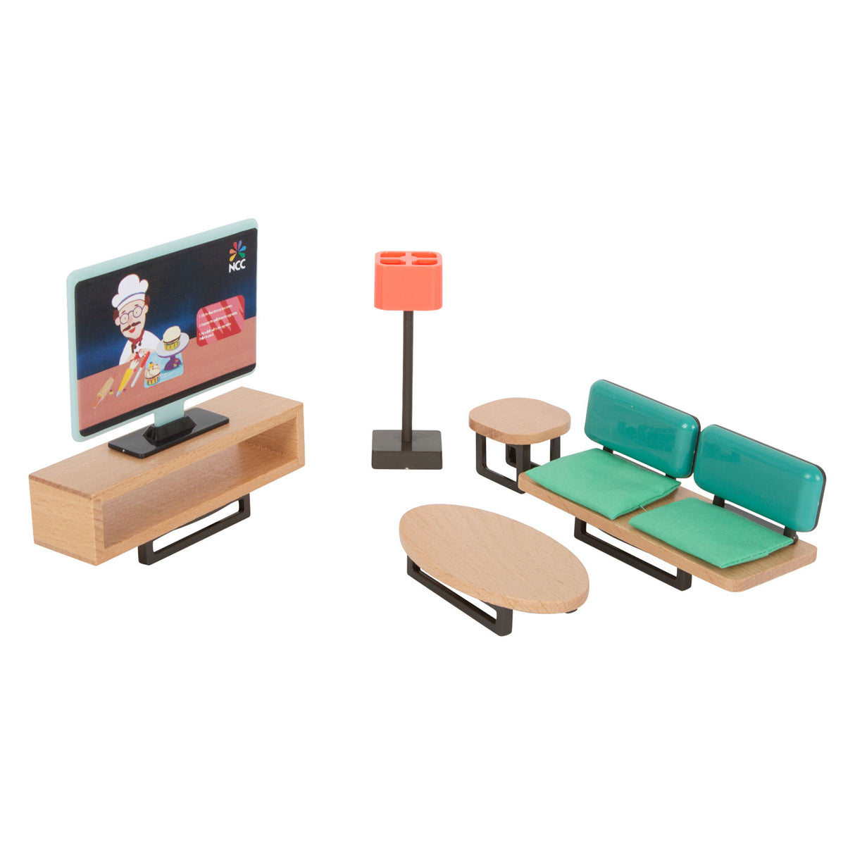 Mała drewniane meble do lalki nowoczesne, 31dlg.