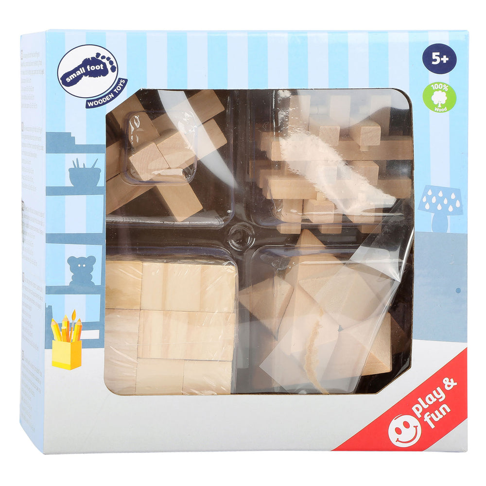 Pie pequeño - rompecabezas cerebrales de madera, conjunto de 4