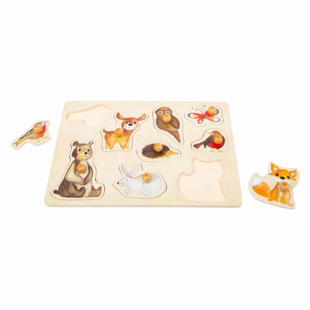 Small Foot Wooden Knob Puzzle Forest Animals, 9 pcs.