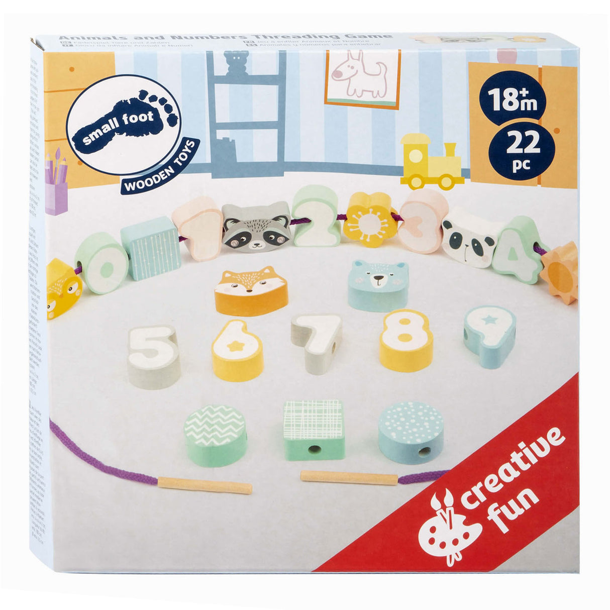 Kleine Fußholzlack spielen Tiere und Zahlen, 22dlg.
