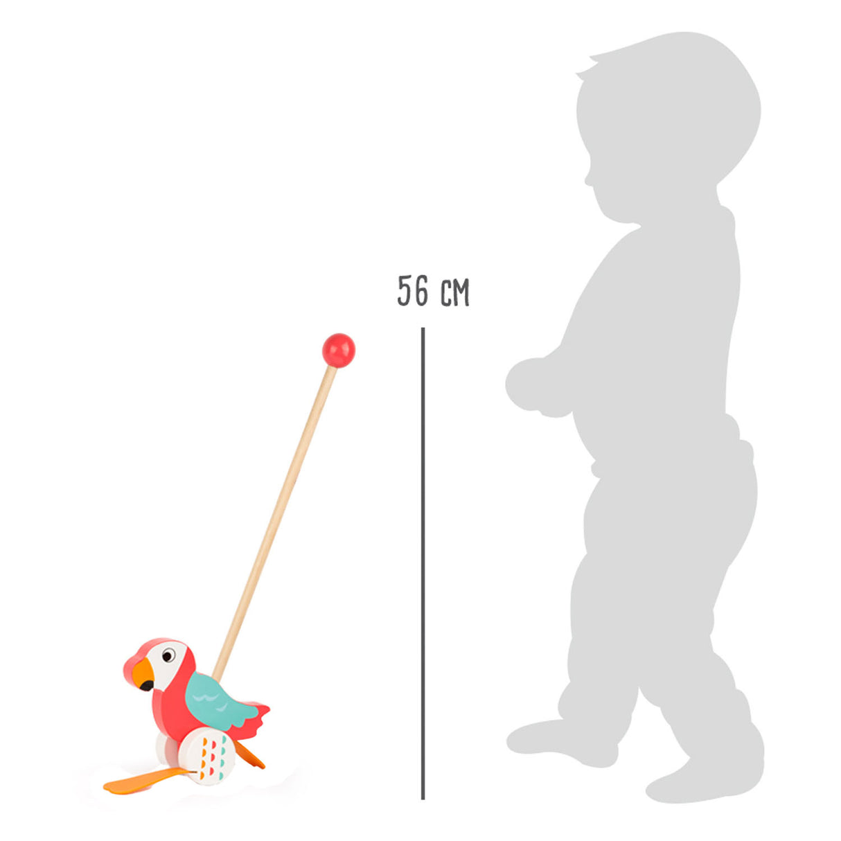 Small Foot Wooden Push Toy Parrot Lori with Stick