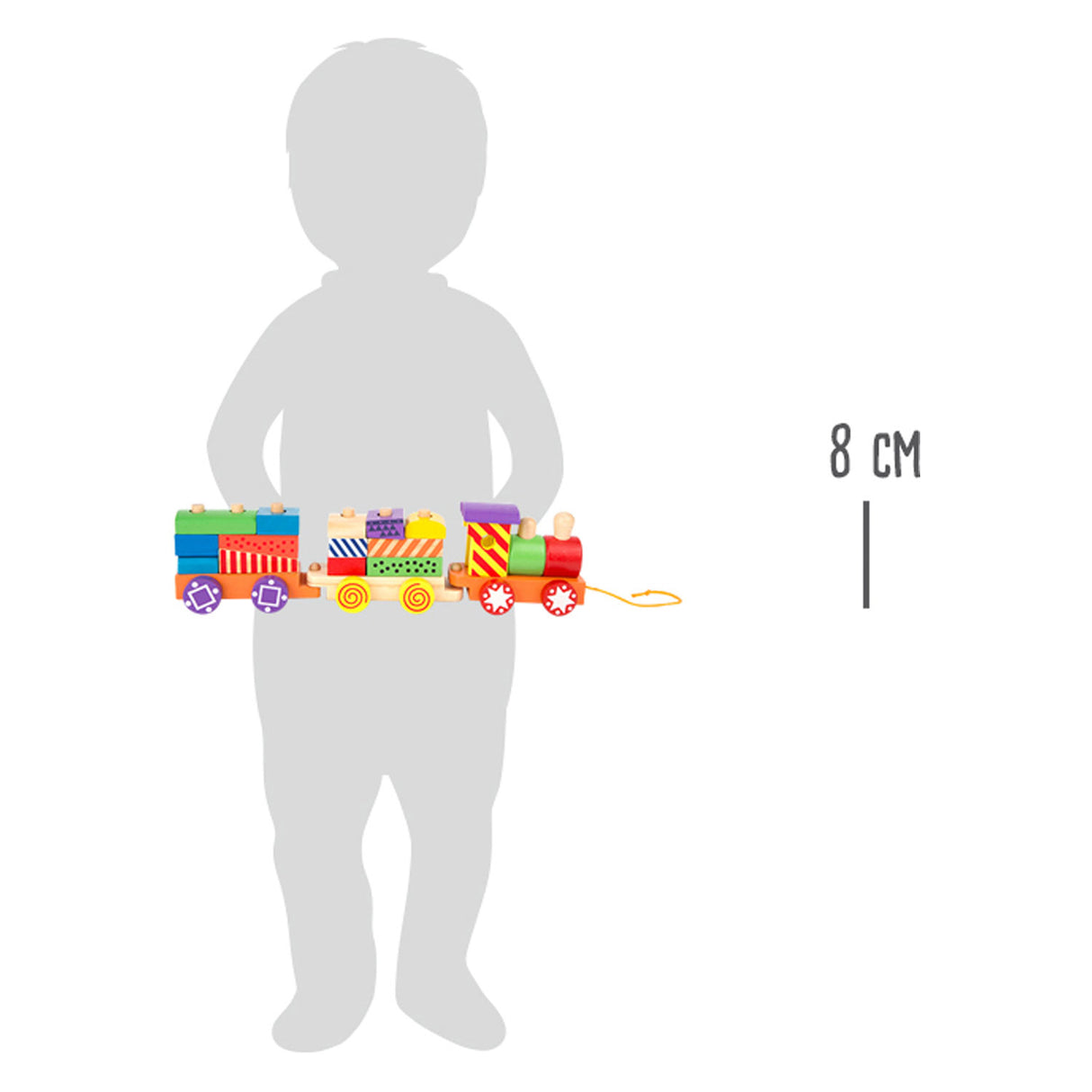 Дървено влакче за подреждане на блокове Small Foot, 16 бр.