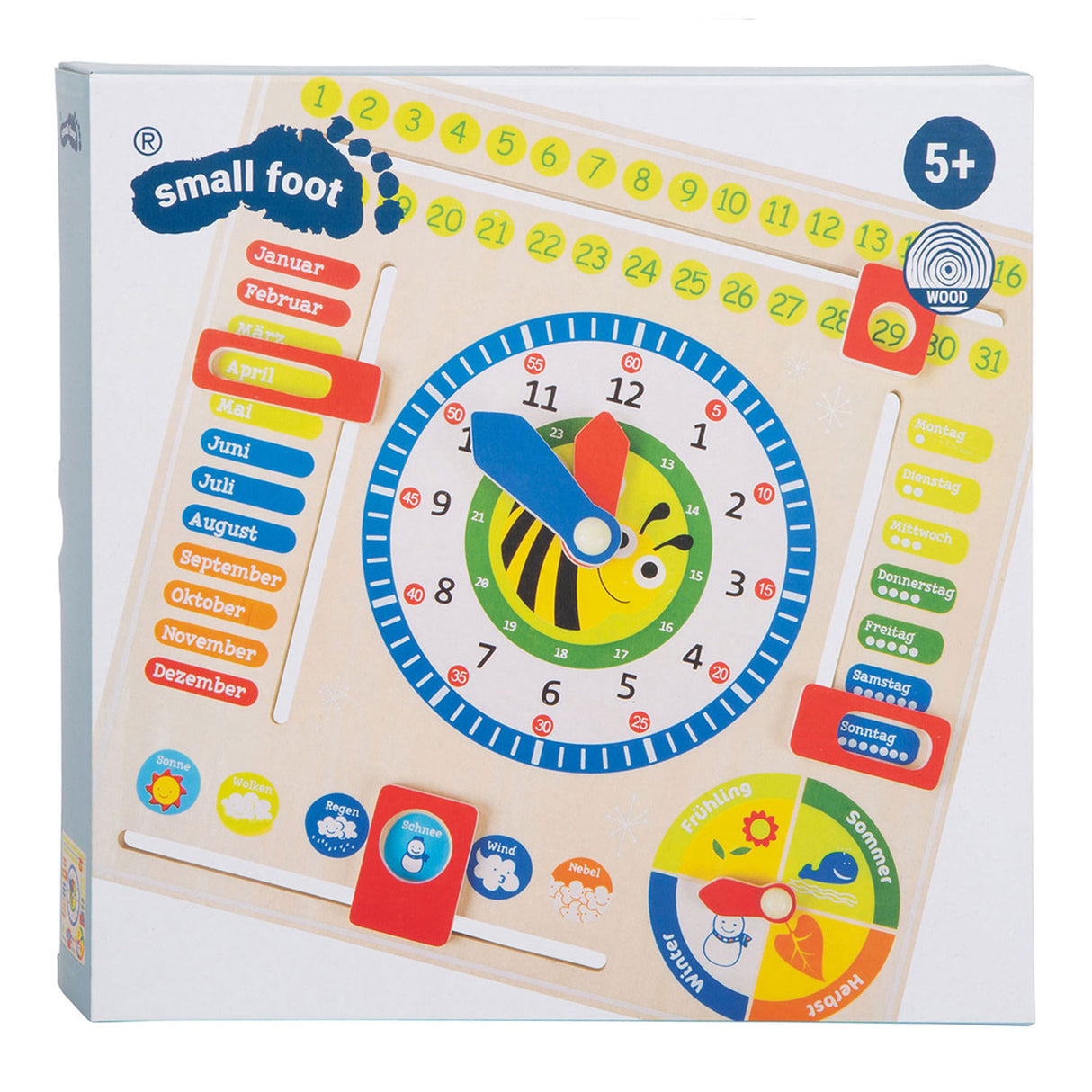 Small Foot Wood Calendar Clock Seasons at (German)