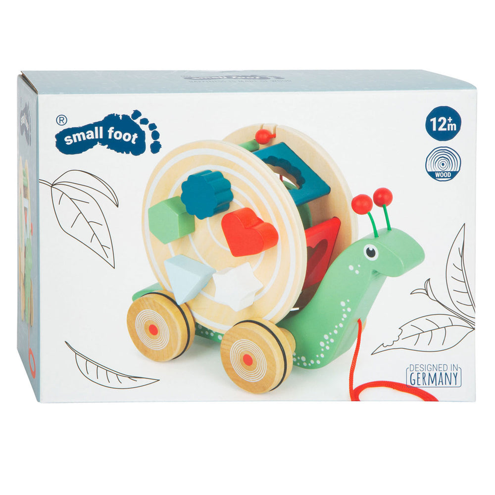 Small Foot Wooden Pull-along Shape Sorter Snail, 6-piece.