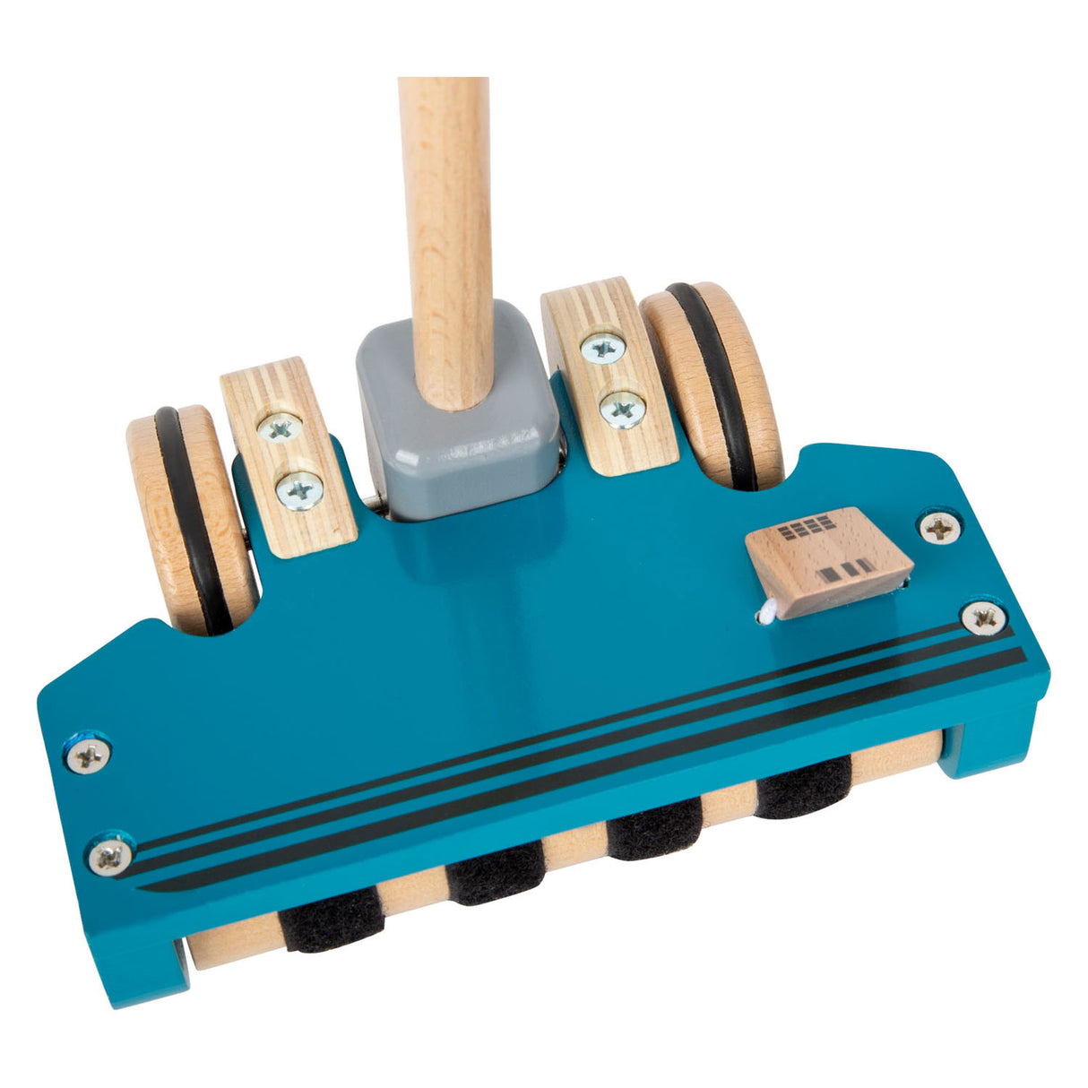 Дървен прахосмукачка с малък крак с цветни велкро точки, 12dlg.