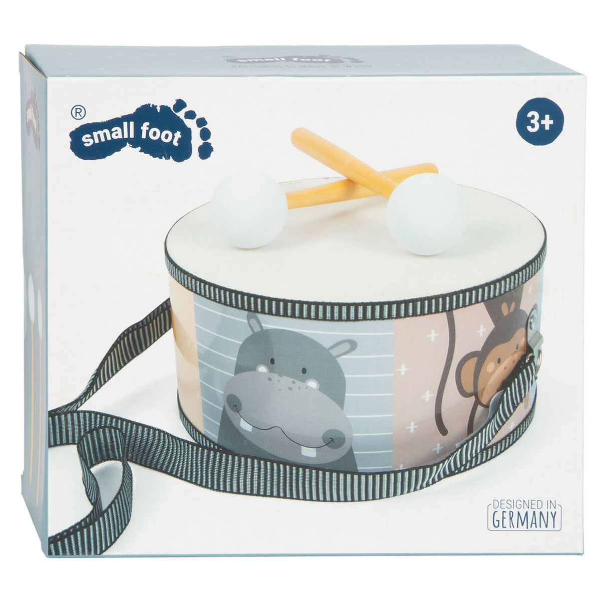 Small foot - wooden drum wild animals with sticks, 3 pcs.