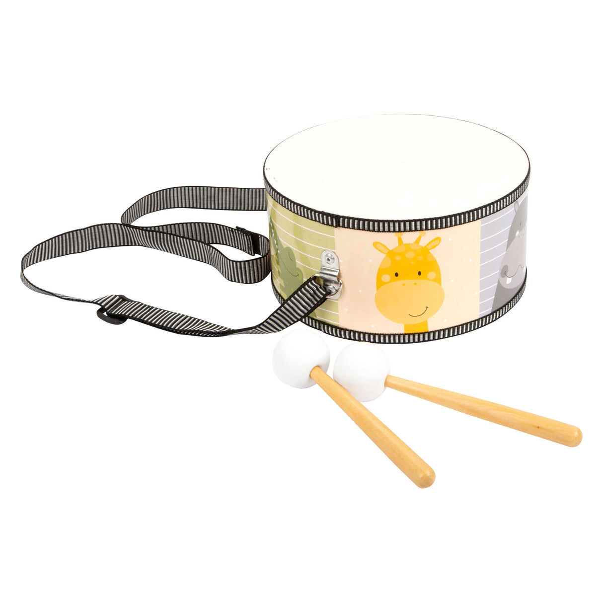 Small foot - wooden drum wild animals with sticks, 3 pcs.