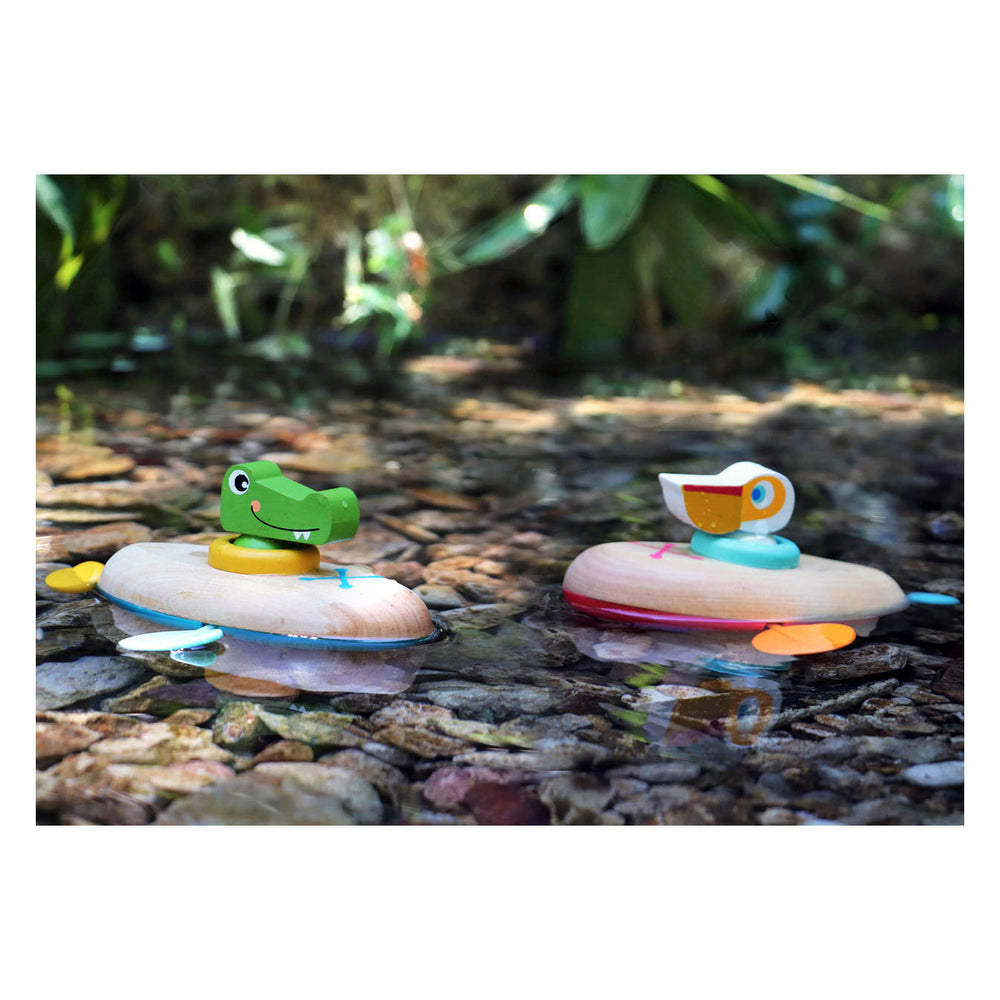 Small Foot Badspeelgoed Houten Kano Pelikaan Opwindbaar