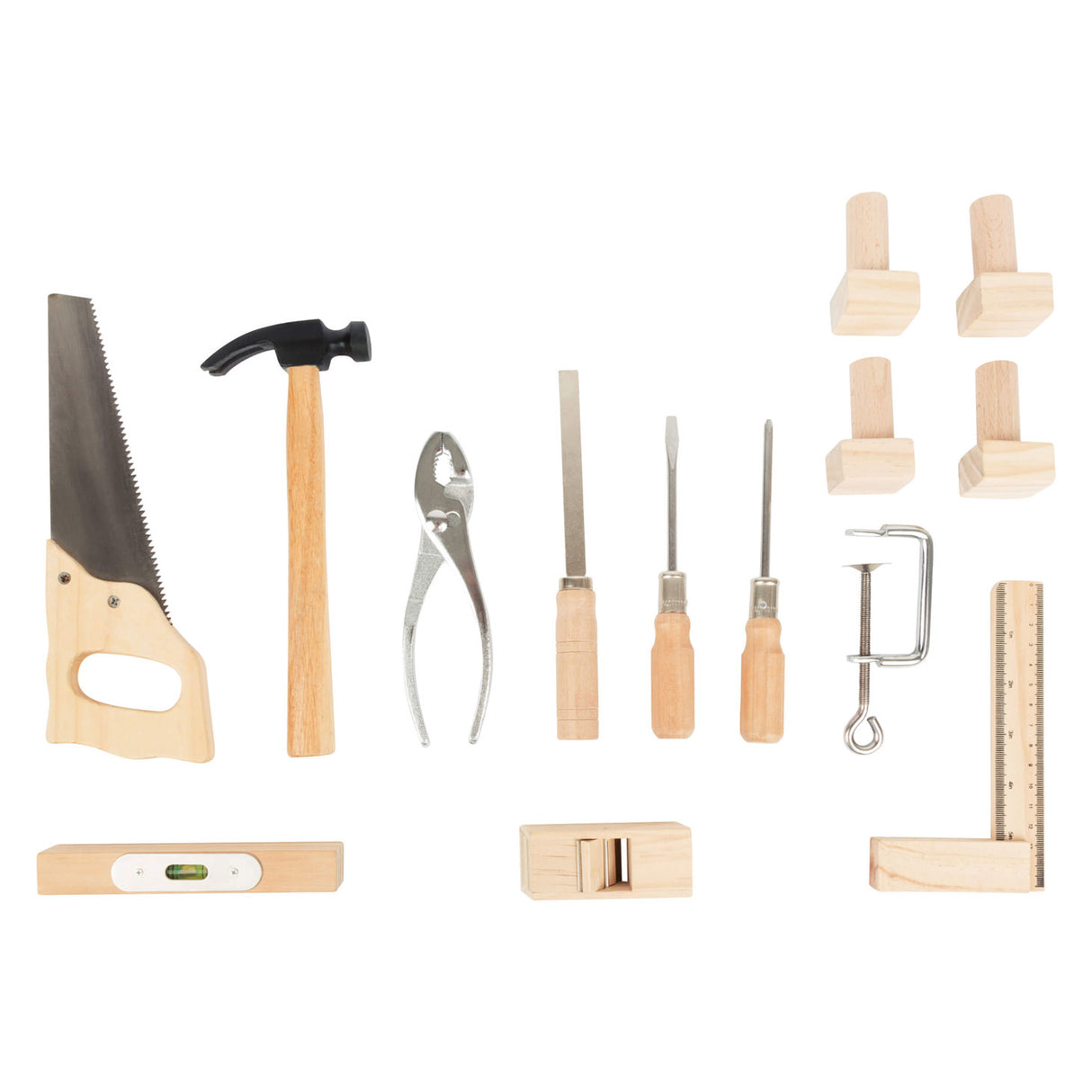 Banque de travail de jouet en bois à petit pied avec accessoires