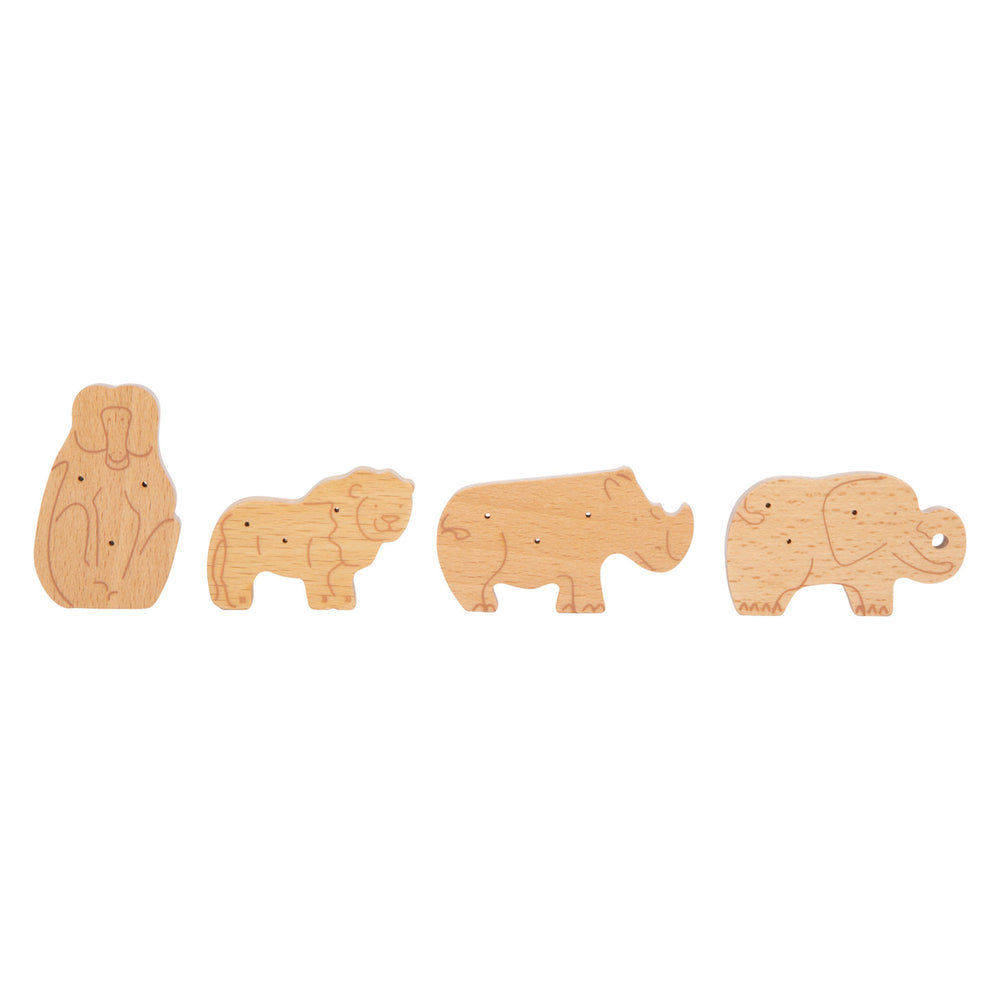 Kleine Fußholz -Playetts Tiere Cracker, 8dlg.
