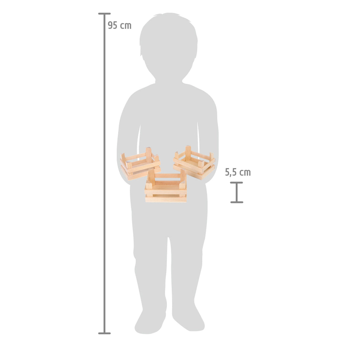 Малки дървени щайги с крака 10x8x5,5 см, комплект от 3 бр
