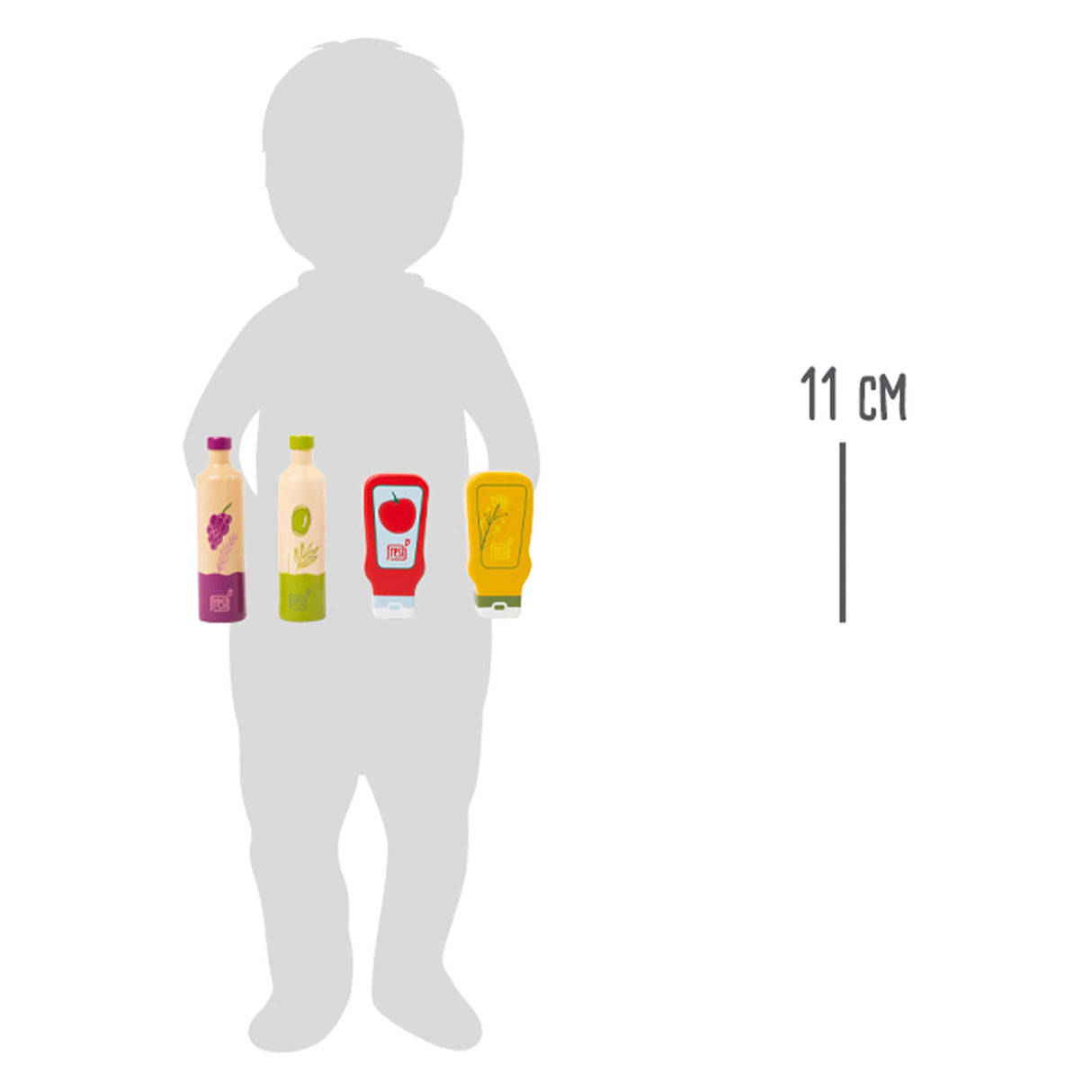 Sauces et huile de playet en bois à petit pied, 4dlg.