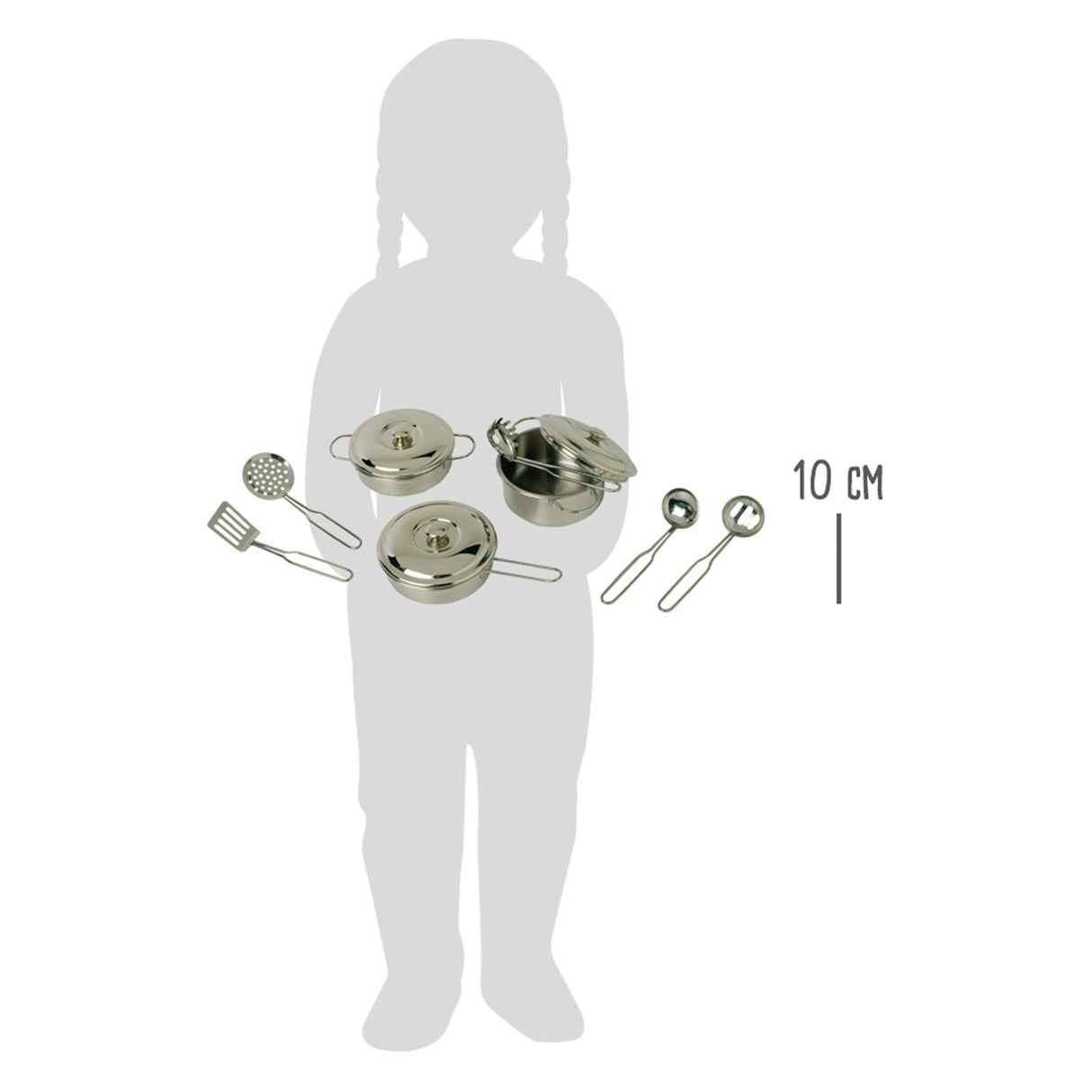 Lille fod metal pan sæt, 11dlg,