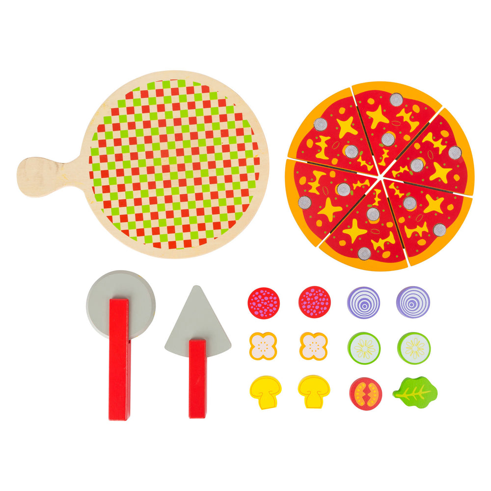 Small Foot Wooden Cutting Play Food Pizza Set, 21pcs.