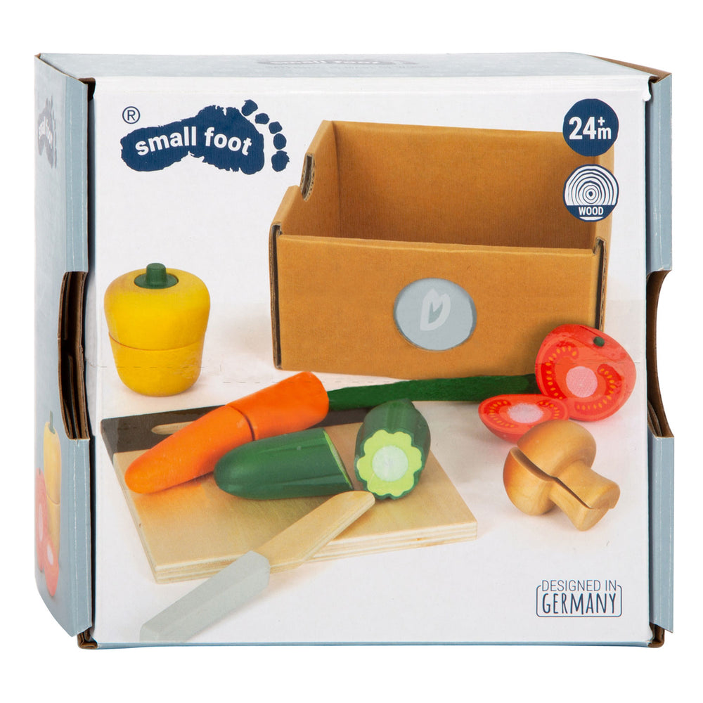 Set de vegetales Snijen Speelten de madera de pie pequeño, 13dlg.