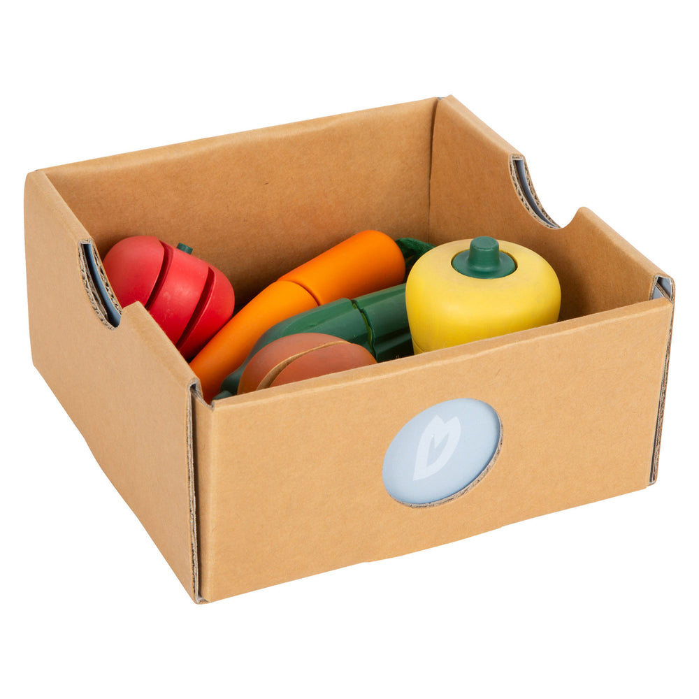 Set de vegetales Snijen Speelten de madera de pie pequeño, 13dlg.