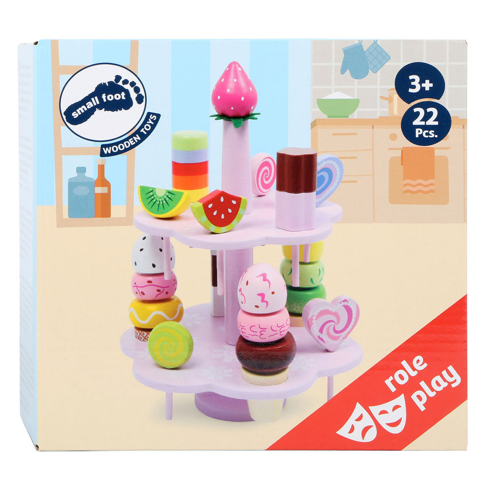 Small Foot Wooden Etagere with Play Food and Candy, 22 pcs.