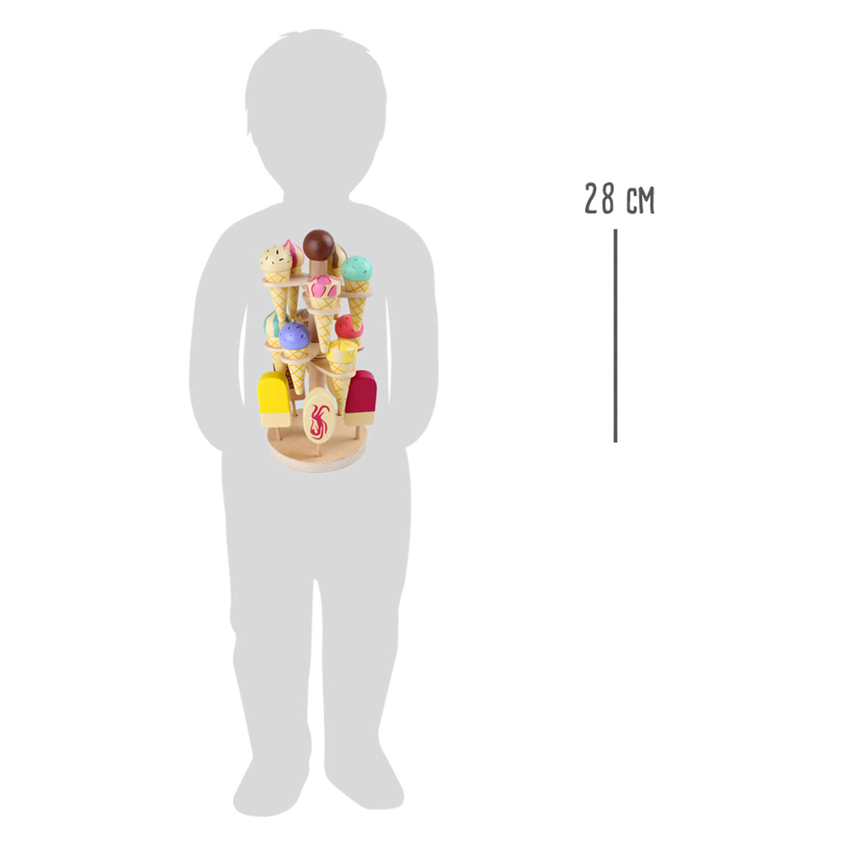 Players en bois à petit pied crème glacée sur la norme de glace mobile, 16dlg.