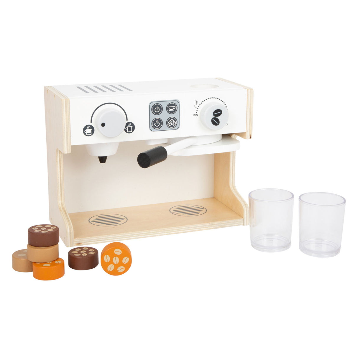 Lille fod træ bistro kaffemaskine, 9dlg.