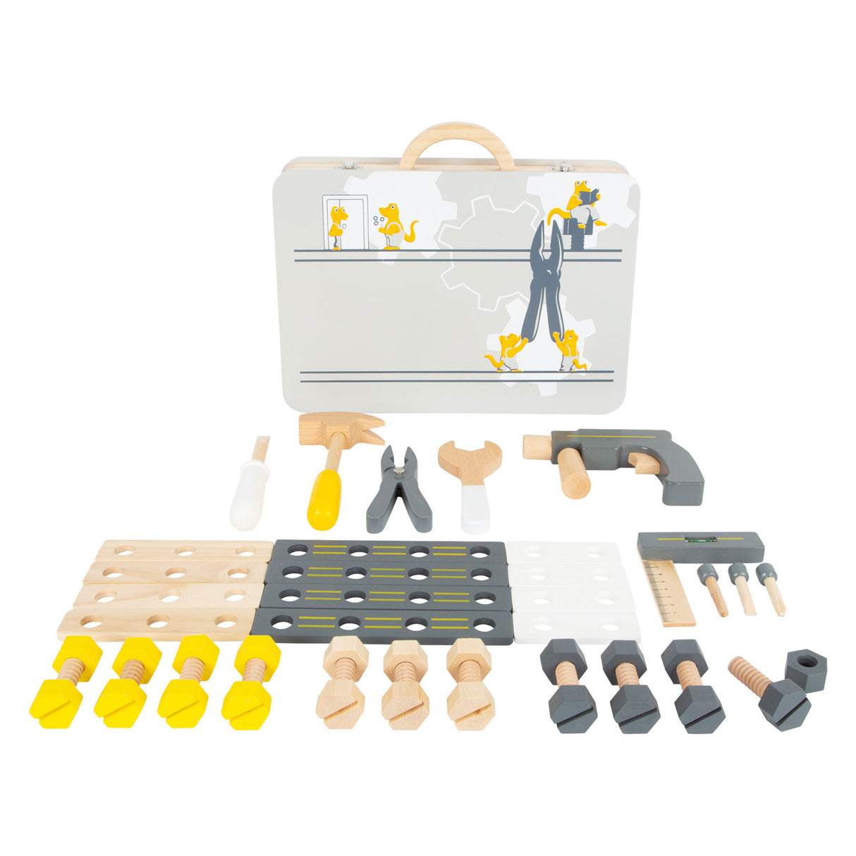 Petit pied - boîtier d'outils en bois mini, 44dlg,