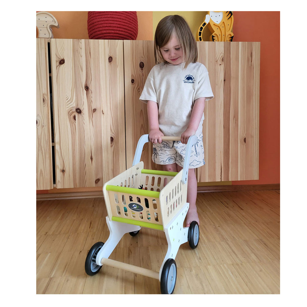 Piccolo piede - Supermercato in carrello per la spesa in legno