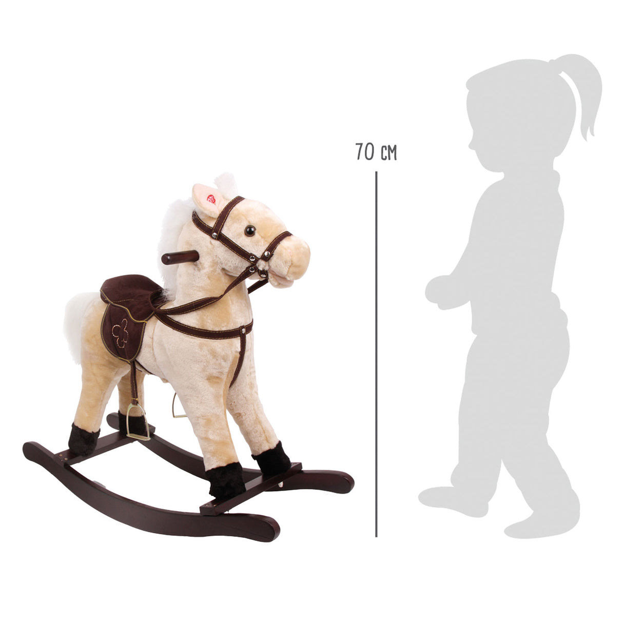 Klenge Fouss Holz Rocking Päerd plush. Shaggy