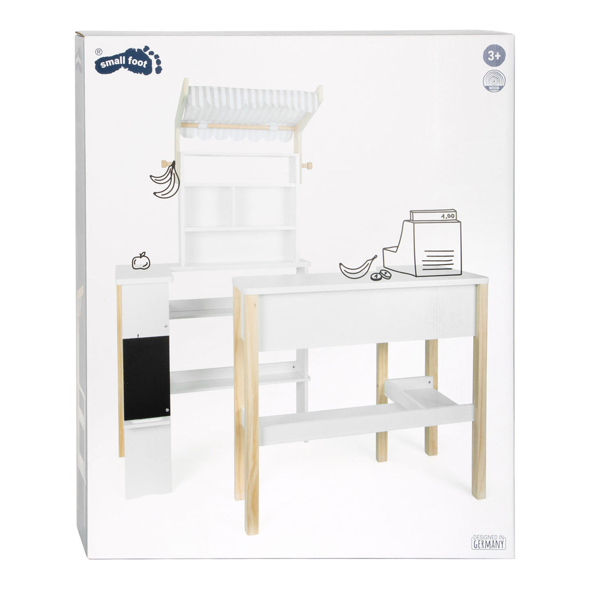 Malý drevený obchod biely kompaktný