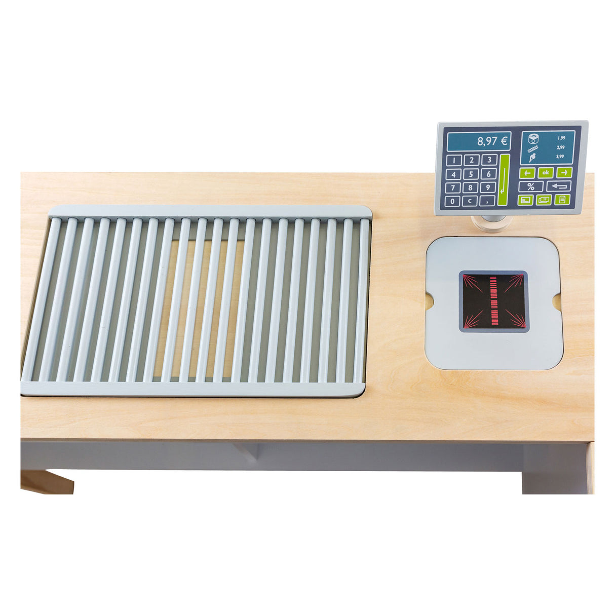 Small Foot Wooden Shop valkoinen, kassakone ja juoksumatto