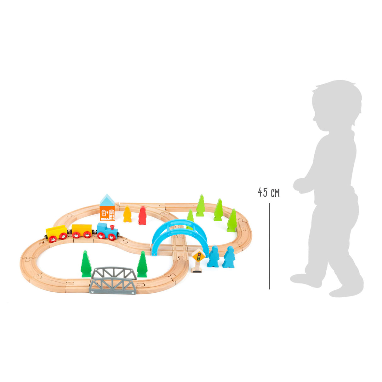 Journeau de train en bois de petit pied, 40dlg.