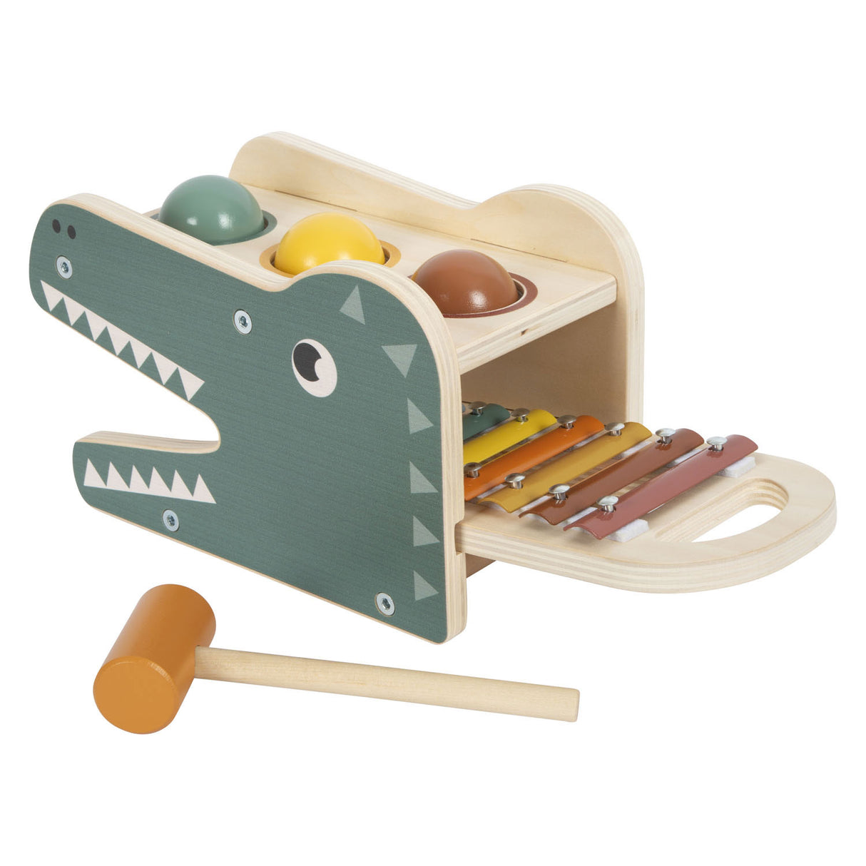 Small Foot Wooden Xylophone and Hammer Bench Safari, 5pcs.