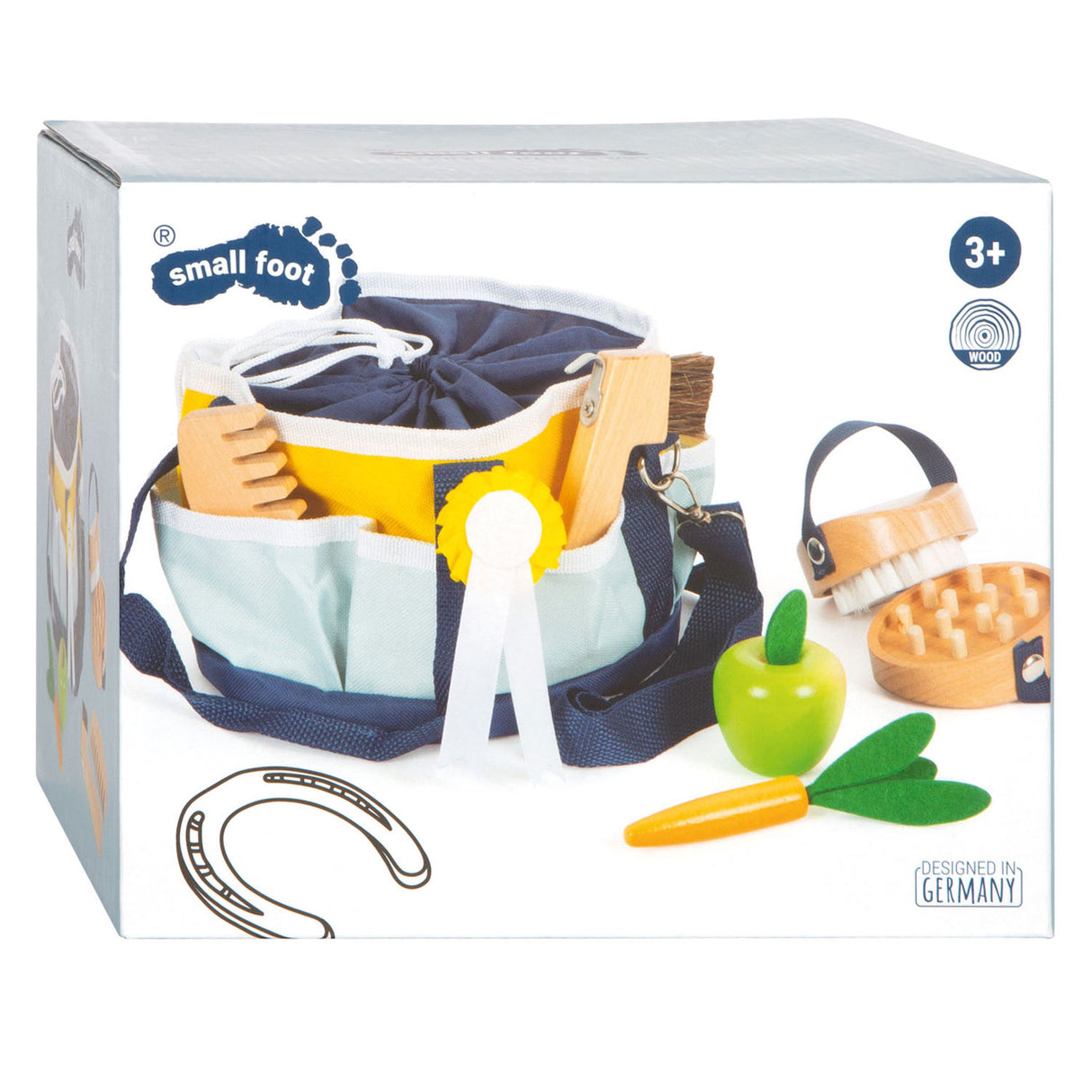 Дървен комплект за грижа за коня Small Foot с чанта, 8 бр.