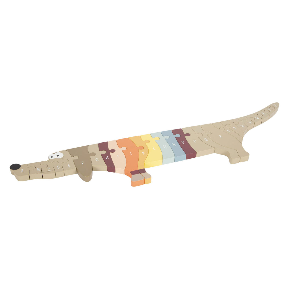 Drevená literatúra s malými nohami tvorí puzzle pes, 26st.