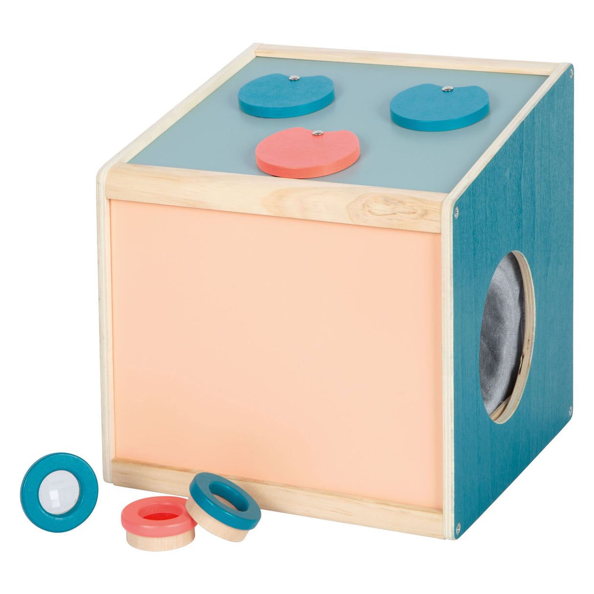 Maža pėdutė – medinė sensorinė dėžutė su sensoriniais lęšiais