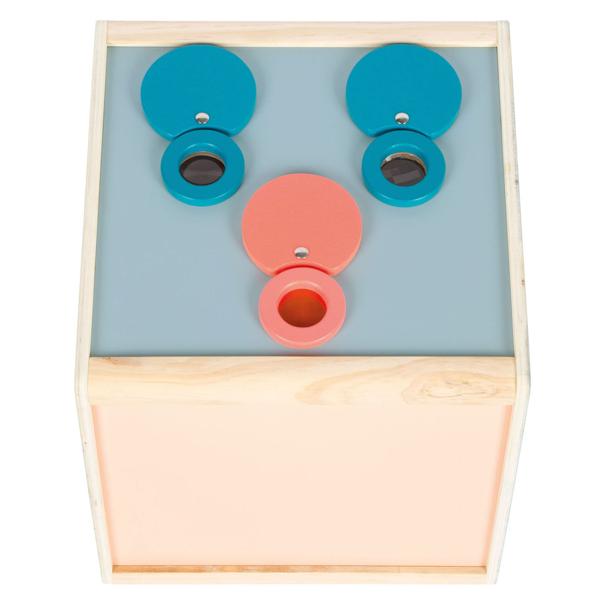 Maža pėdutė – medinė sensorinė dėžutė su sensoriniais lęšiais