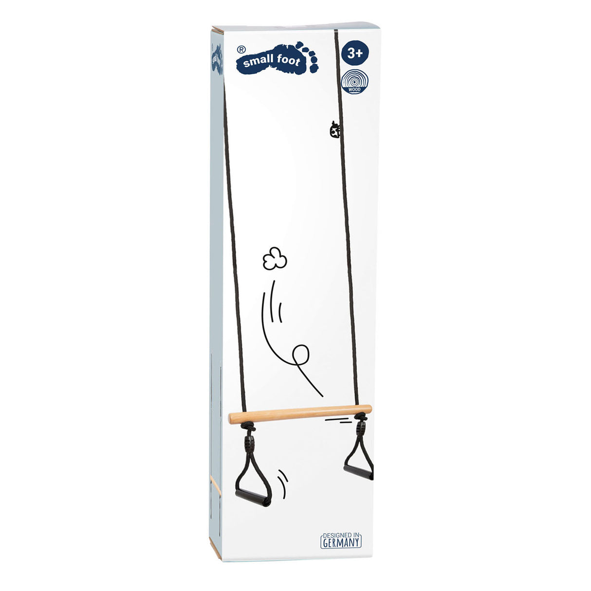 Pie pequeño - swing trapecio de madera con círculos de gimnasta Línea negra