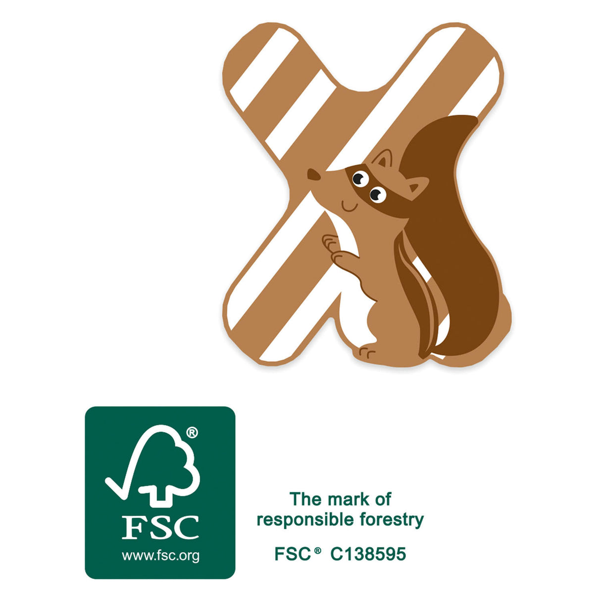 Pieni jalka - puinen eläin lasten kirjain - x