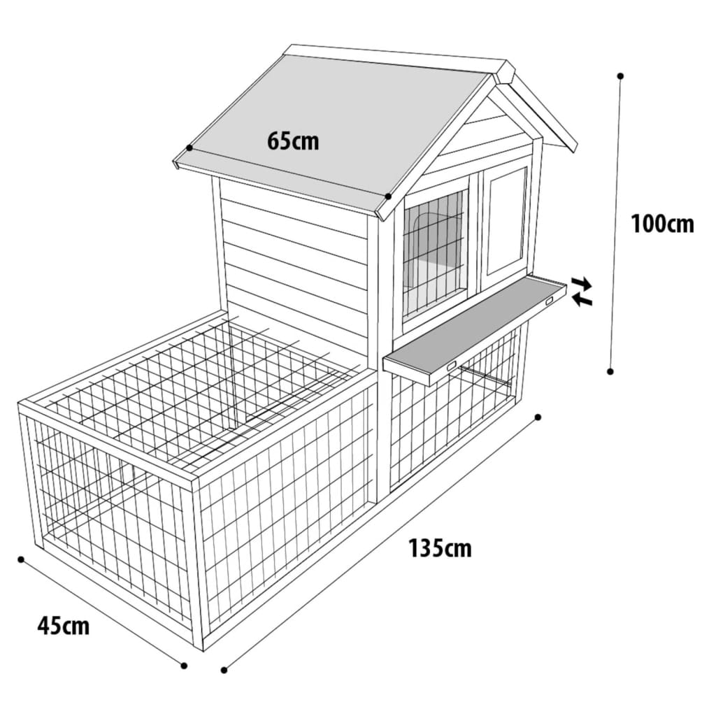 Flamingo rabbit hutch salsa 135x65x100 cm brown