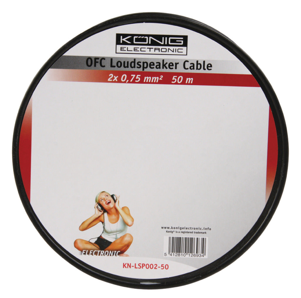 K ouml;nig König KN-LSP02R-50 Speaker Cable On Roll 2x 0.75 Mm² 50.0 M Transparent