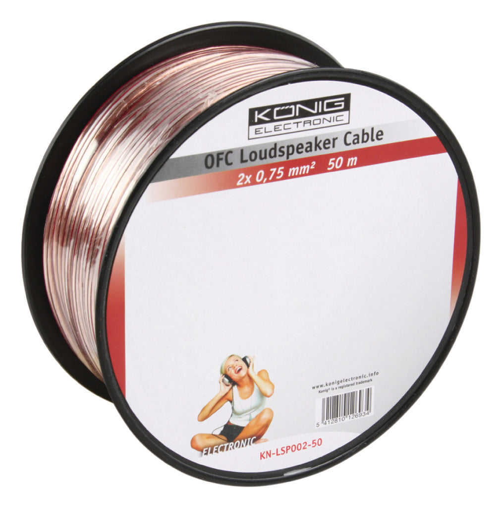 K ouml;nig König KN-LSP02R-50 Speaker Cable On Roll 2x 0.75 Mm² 50.0 M Transparent